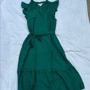 Market & Spruce Deep Green Ruffle Sleeve Midi Dress